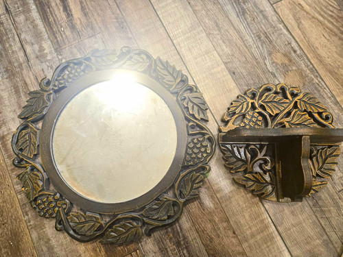 Round black gold - gold, leaf